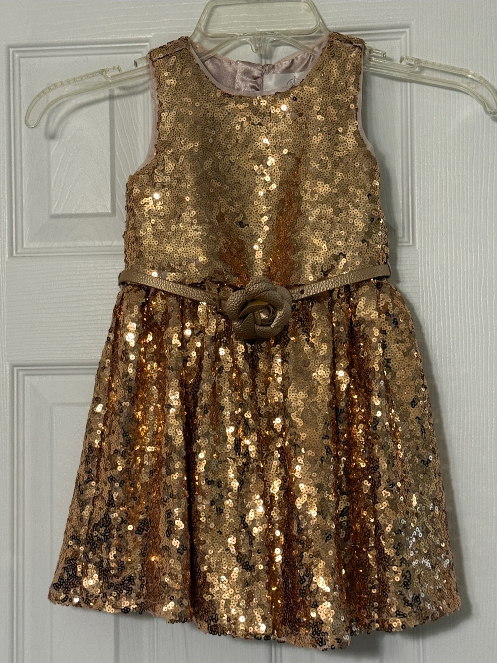 Disney Store Princess Belle Gold Sequin Holiday Party Dress Size US 3